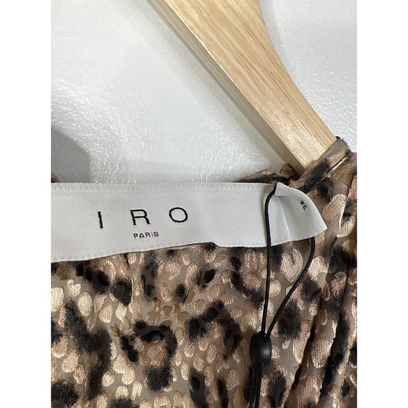 IRO Rusko Strong Shoulder Silk Crew Neck Leopard Top Women's Multi Size: XS NWT - Picture 6 of 10